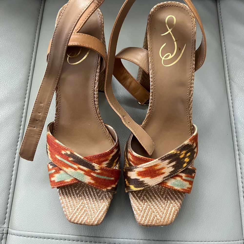 Sam Edelman Tan and Orange Heeled Sandals - Picture 6 of 7